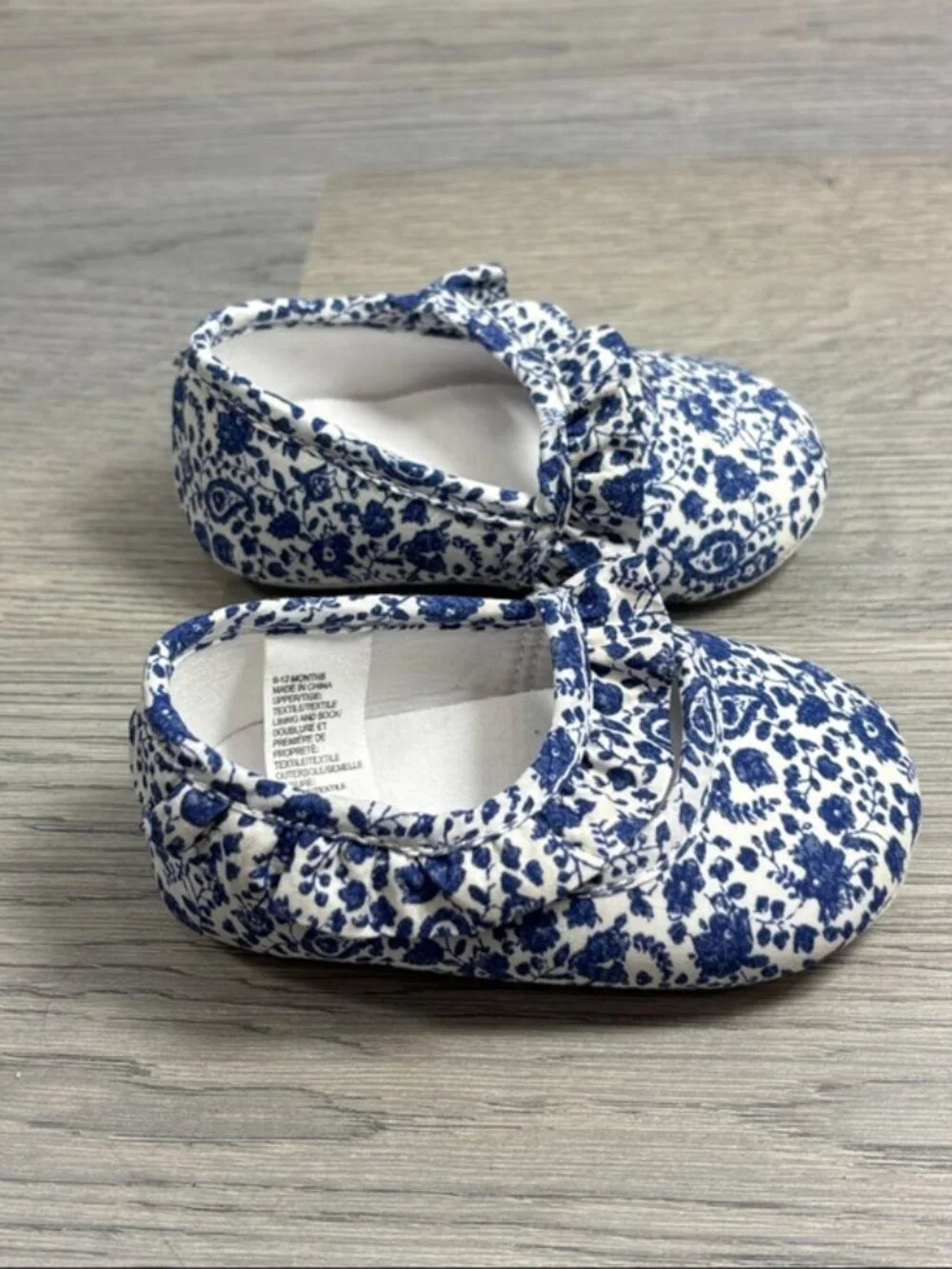 Janie and Jack Blue Floral Mary‎ Jane Baby Shoes 6-12 Months